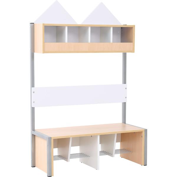 Garderobe Häuschen 4 mit Gestell, Fachbreite: 30 cm, Sitzhöhe: 34,5 cm, Ahorn, weiss