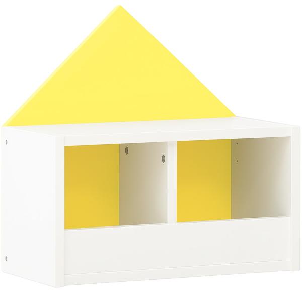 Garderobenregal Häuschen 2, Fachbreite: 21 cm, weiss, gelb