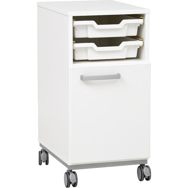 Grande Schreibtischrollschrank A, T 50, H 76 - weiss