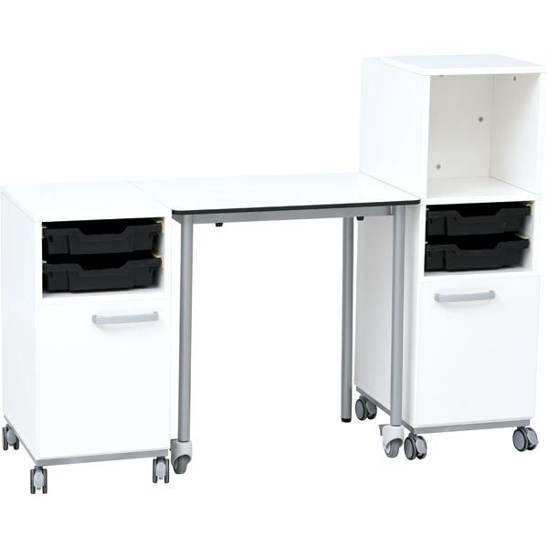 Grande Schreibtischrollschrank A, T 50, H 76 - weiss