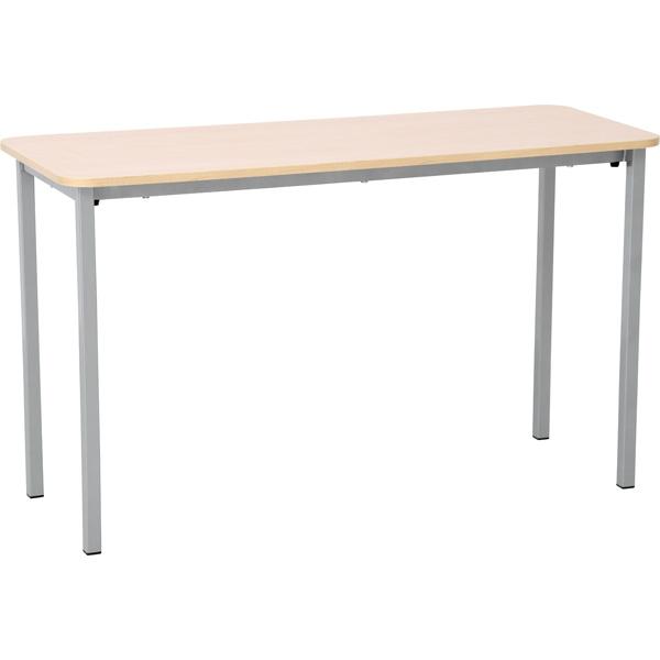 Doppeltisch Vorte 5, Tischhöhe 71 cm, abgerundete Ecken - alufarben - Ahorn