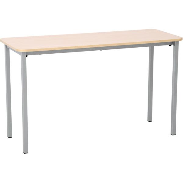 Doppeltisch Forte 6, Tischhöhe 76 cm, abgerundete Ecken - alufarben - Ahorn