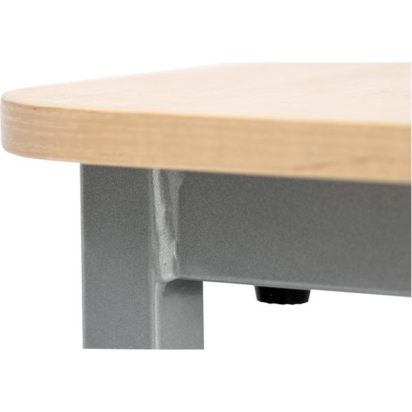 Doppeltisch Forte 6, Tischhöhe 76 cm, abgerundete Ecken - alufarben - Ahorn