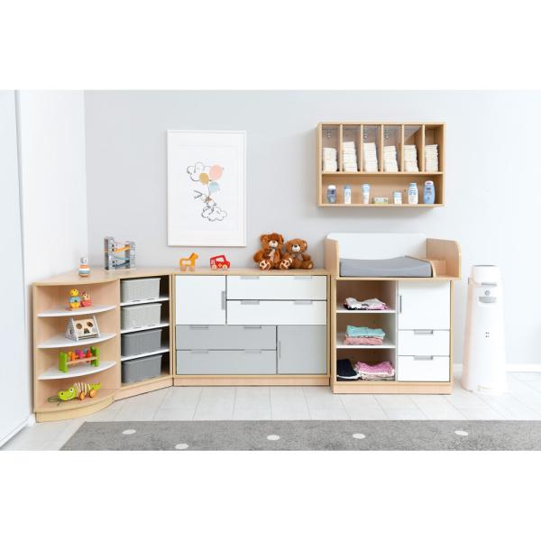 Wickelkommode Quadro, Ahorn, Fronten weiss