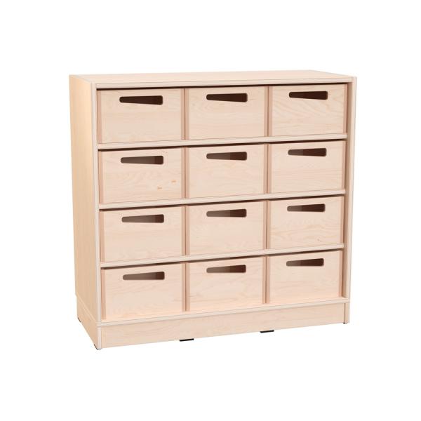 Echtholz Regal M, 12 Holzkästen H16 (098508)