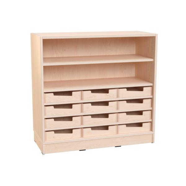 Echtholz Regal M, 12 Holzkästen H7 (098509)