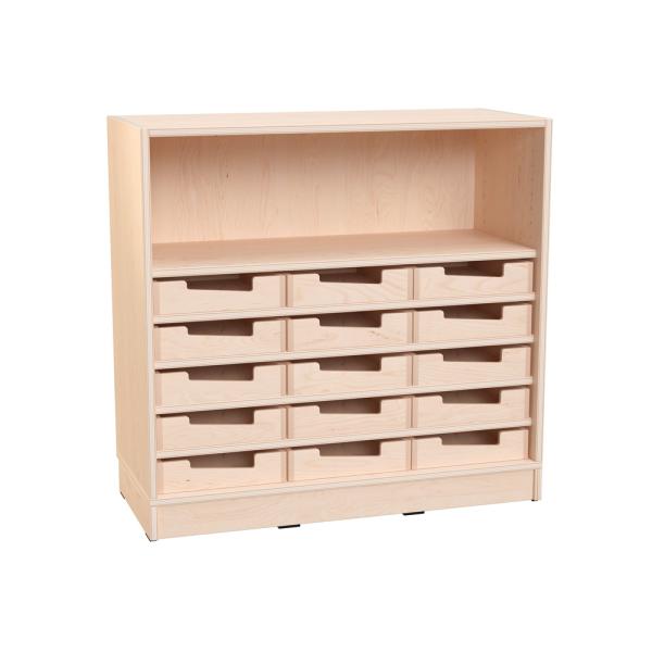 Echtholz Regal M, 15 Holzkästen H7 (098510)