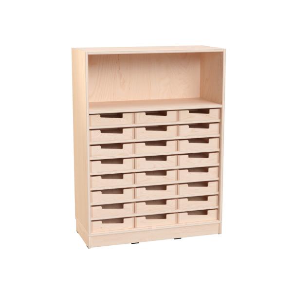 Echtholz Regal L, 24 Holzkästen H7 + 1 Ordnerfach (098520)