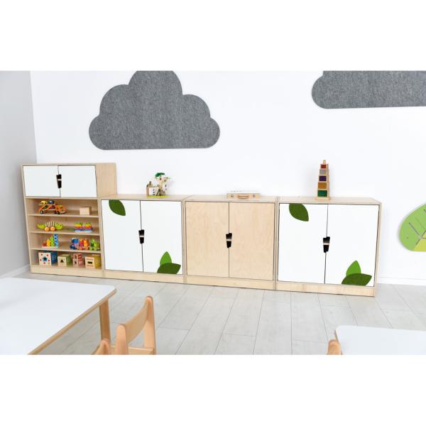 Echtholz Schrank L, 5 Einlegeböden, oben Türen S (098521)