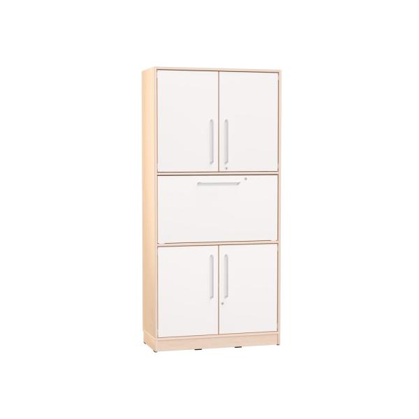 Echtholz Hochschrank H 192 cm, mit Sekretär, Bügelgriff, abschliessbar (098536)