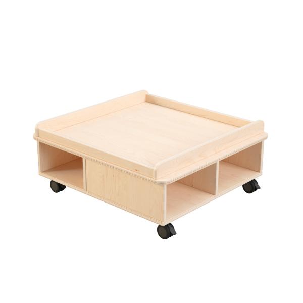 Echtholz Mobiler Spieltisch, quadratisch, H 35 cm