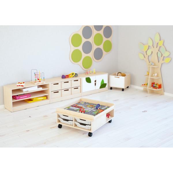 Echtholz Mobiler Spieltisch, quadratisch, H 35 cm