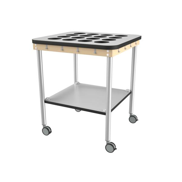 Zahnputzbecherwagen, Quadrat, 16 Becher - grau