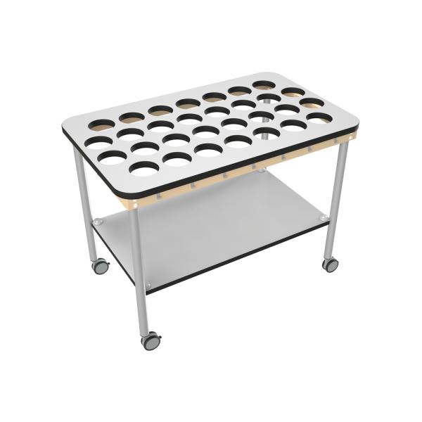 Zahnputzbecherwagen, Rechteck, 26 Becher - grau