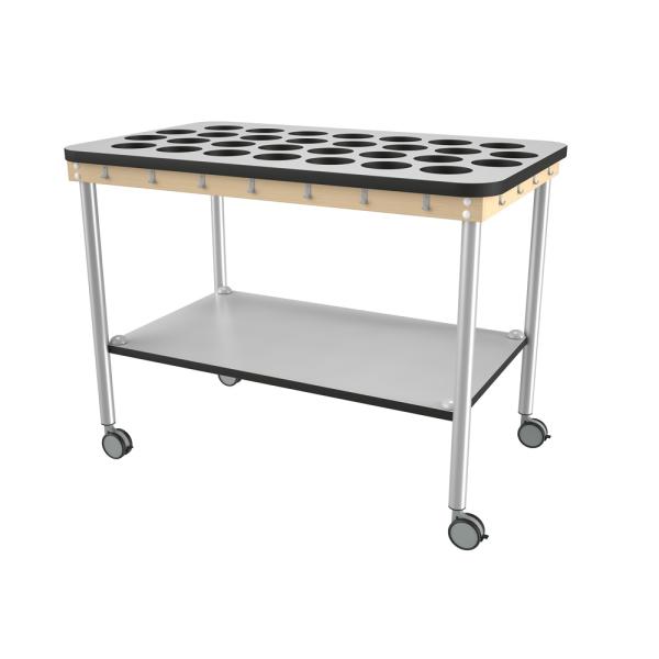 Zahnputzbecherwagen, Rechteck, 26 Becher - grau