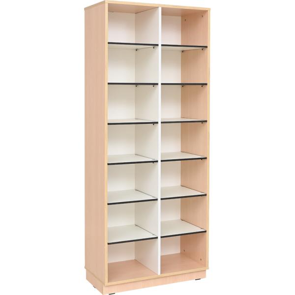 Quadro Regal mit CDF-Fachböden, 14 Fächer, Ahorn