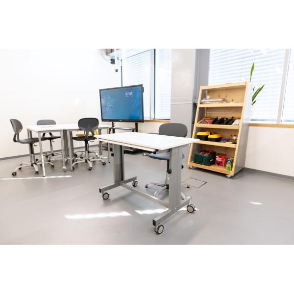 Grande Mobiler Lehrertisch, höhenverstellbar, TH 76-90 cm, weiss