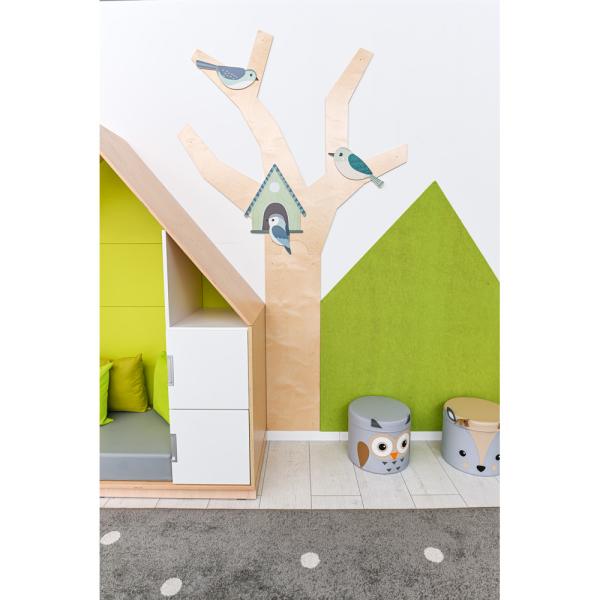 Applikationen-Set, Vogelhaus mit Vögeln, grün