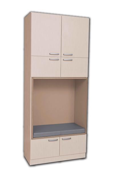 Grande Hochschrank XXL, mit Sitznische SH 57 cm, Ahorn