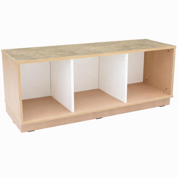 Quadro - Flüsterschrank S mit 2 Mittelwänden, B 116, Ahorn Jylland - auf Sockel - Linoleum beige