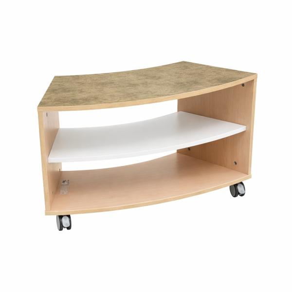 Quadro - Achtelkreis-Flüsterschrank S - auf Rollen, Linoleum beige