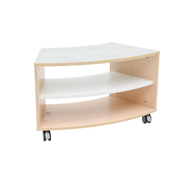 Quadro - Achtelkreis-Flüsterschrank S - auf Rollen, Linoleum grau