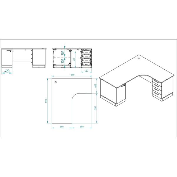 Grande L-Schreibtisch, Sitzplatz links