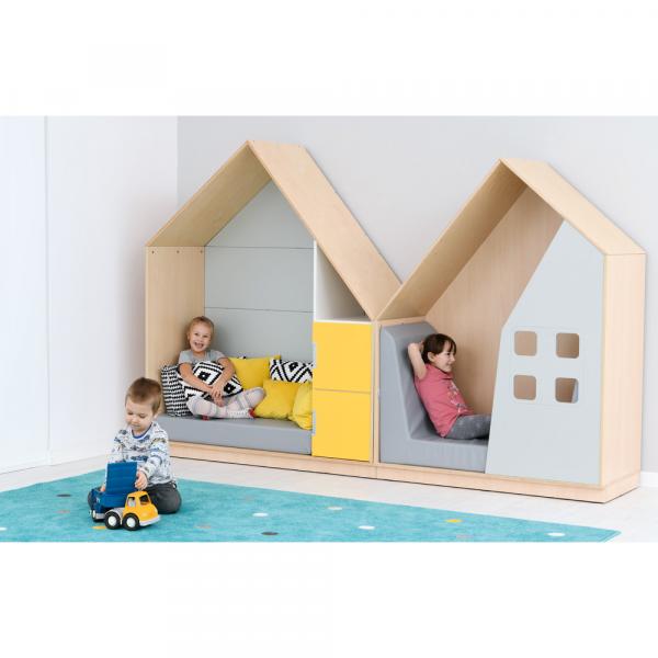 Quadro - Häuschen mit 2 Einlegeböden, Ahorn - grau