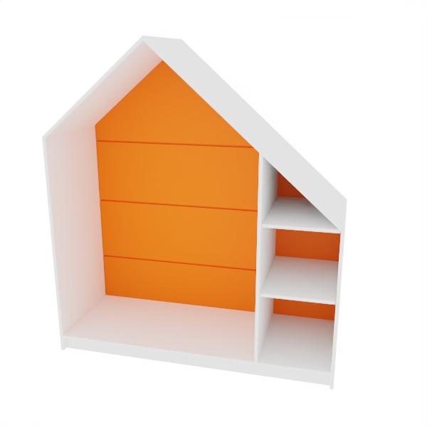 Quadro - Häuschen mit 2 Einlegeböden, weiss - orange