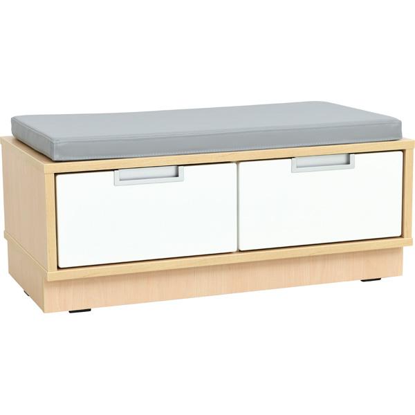Quadro - Sitzbank mit Schubladen B 79, Ahorn - mit grauer Matte