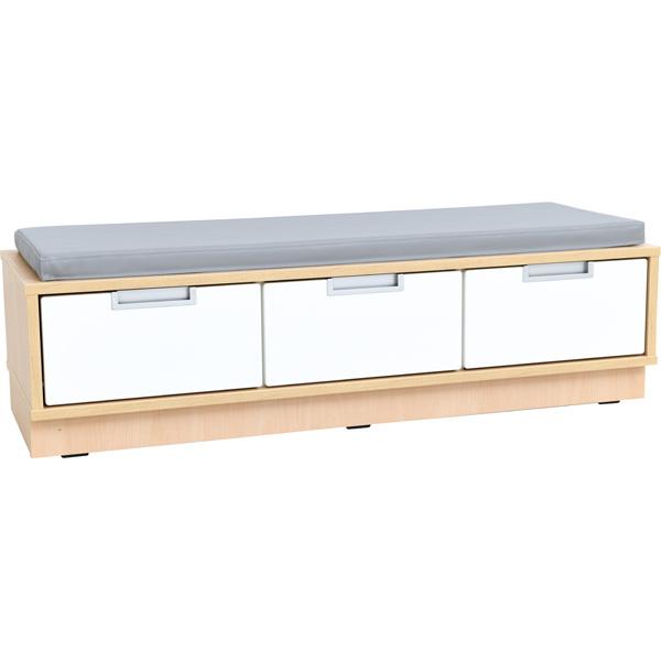 Quadro - Sitzbank mit Schubladen B 116, Ahorn - mit grauer Matte