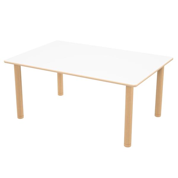 Flexi Rechteckiger Tisch 120 x 80 cm, hvstb. 40-58 cm, weiss, Beine Buche natur