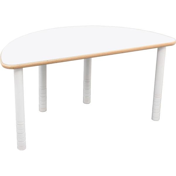 Halbrunder Tisch Flexi, höhenverstellbar 40-58 cm, weiss