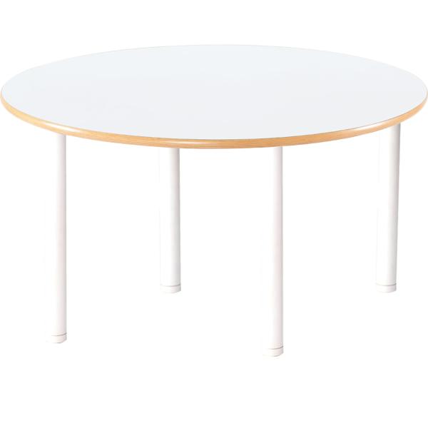 Runder Tisch Flexi, Ø 120 cm, höhenverstellbar 40-58 cm, weiss