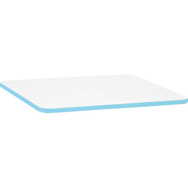 Tischplatte Quadro rechteckig, 120x65 cm, weiss, Kante hellblau