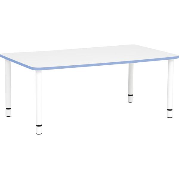 Tischplatte Quadro rechteckig, 120x65 cm, weiss, Kante blau