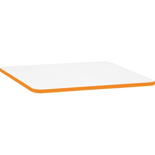 Tischplatte Quadro rechteckig, 120x65 cm, weiss, Kante orange