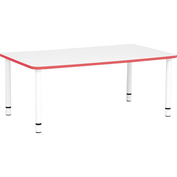 Tischplatte Quadro rechteckig, 120x65 cm, weiss, Kante rot