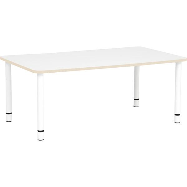 Tischplatte Quadro rechteckig, 120x65 cm, weiss, Kante beige