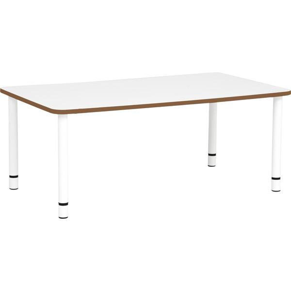 Tischplatte Quadro rechteckig, 120x65 cm, weiss, Kante braun