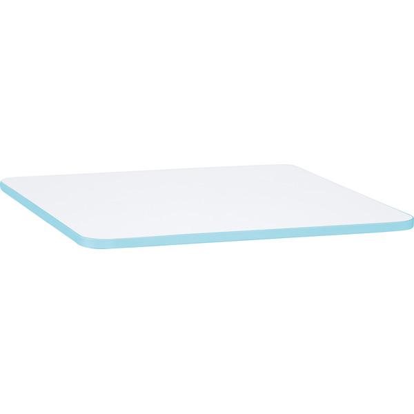 Tischplatte Quadro quadratisch, weiss, Kante hellblau