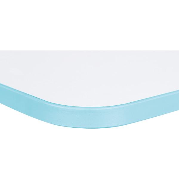 Tischplatte Quadro quadratisch, weiss, Kante hellblau