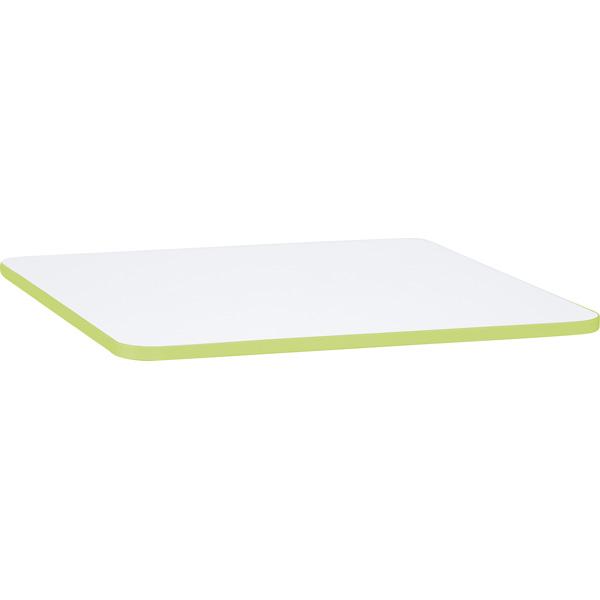 Tischplatte Quadro quadratisch, weiss, Kante grün