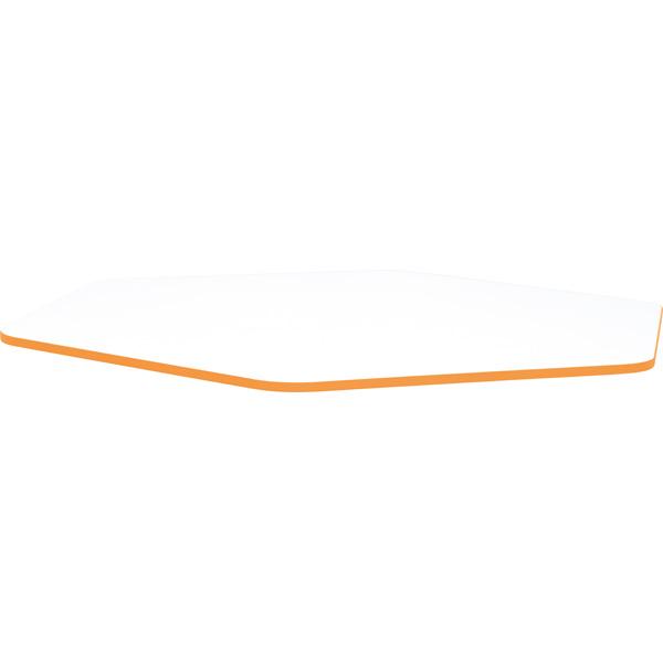 Tischplatte Quadro sechseckig, weiss, Kante orange