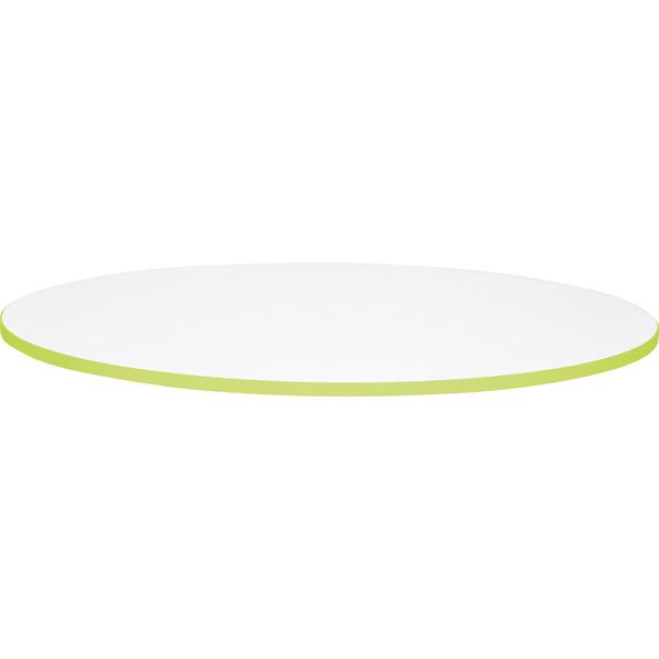 Tischplatte Quadro rund, weiss, Kante grün