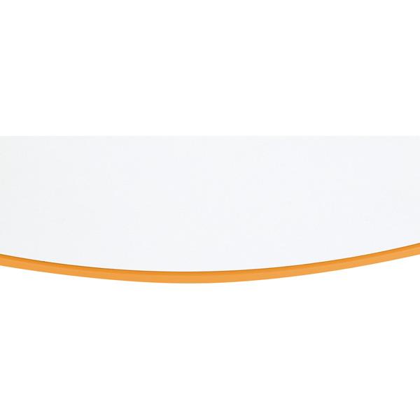 Tischplatte Quadro rund, weiss, Kante orange