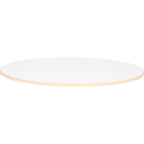 Tischplatte Quadro rund, weiss, Kante beige