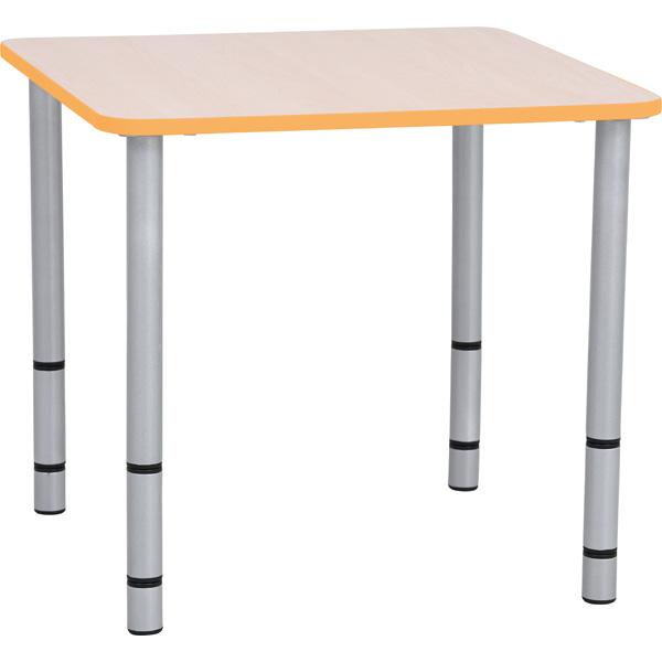 Tischplatte Quadro quadratisch, Ahorn, Kante orange