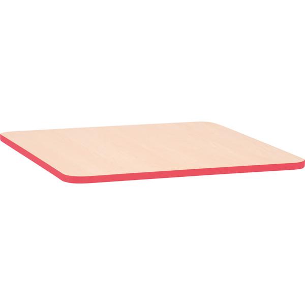 Tischplatte Quadro quadratisch, Ahorn, Kante rot