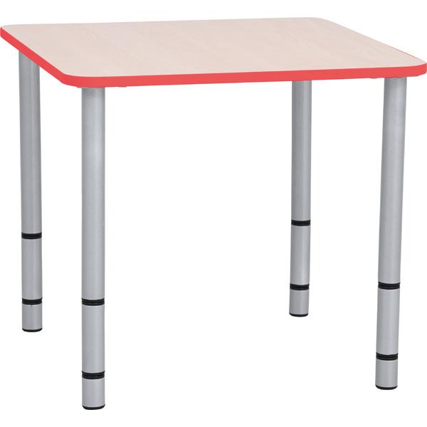 Tischplatte Quadro quadratisch, Ahorn, Kante rot